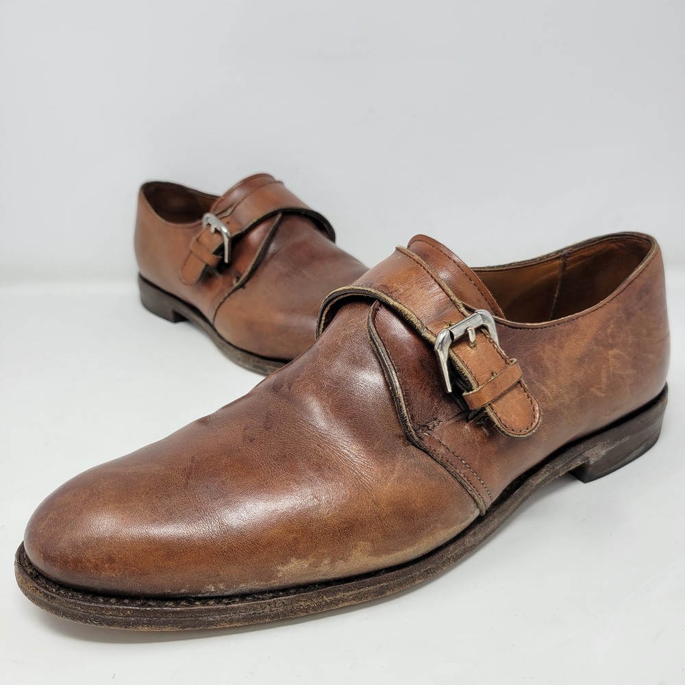 Allen Edmonds Mens Single Monk Strap Leather‎ Loafers Brown Size 9.5 D